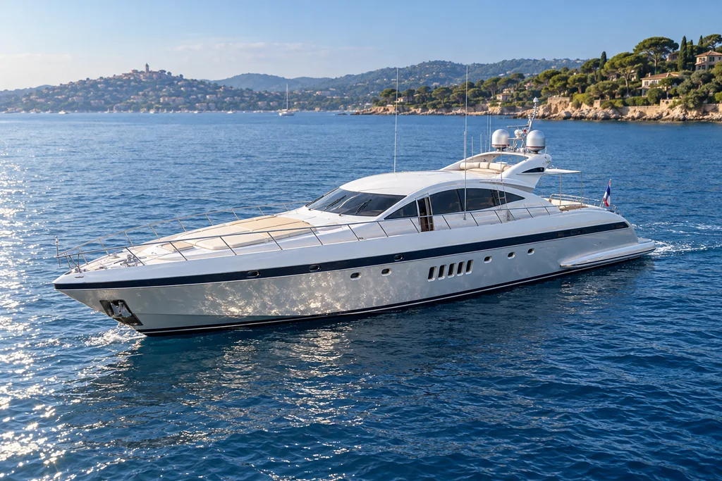 Mangusta 92 sur la côte de Saint-Tropez