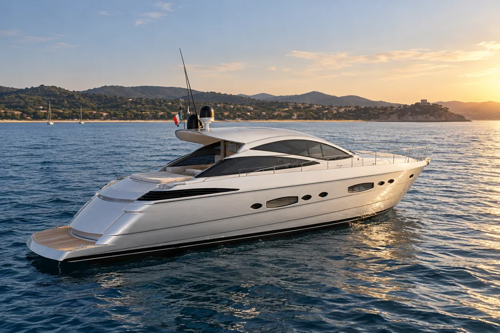 Pershing 56 sur la côte de Saint-Tropez