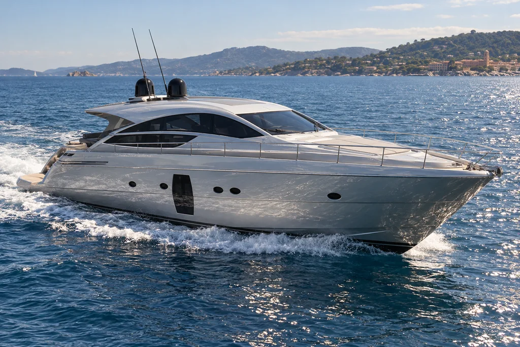 Pershing 64 sur la côte de Saint-Tropez