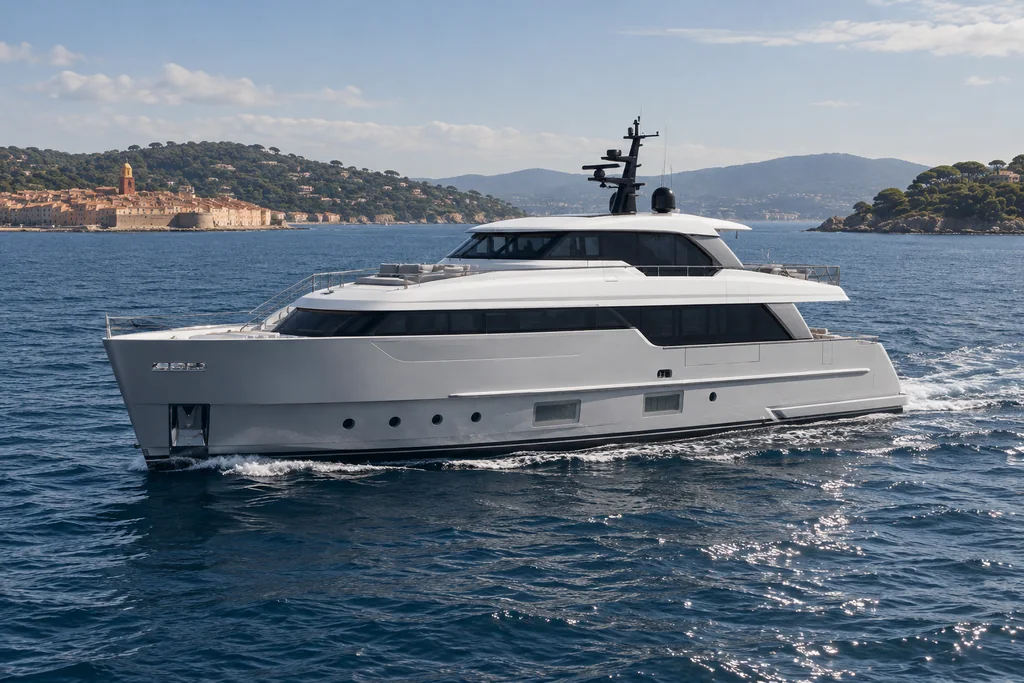 Sanlorenzo SD96 sur la côte de Saint-Tropez