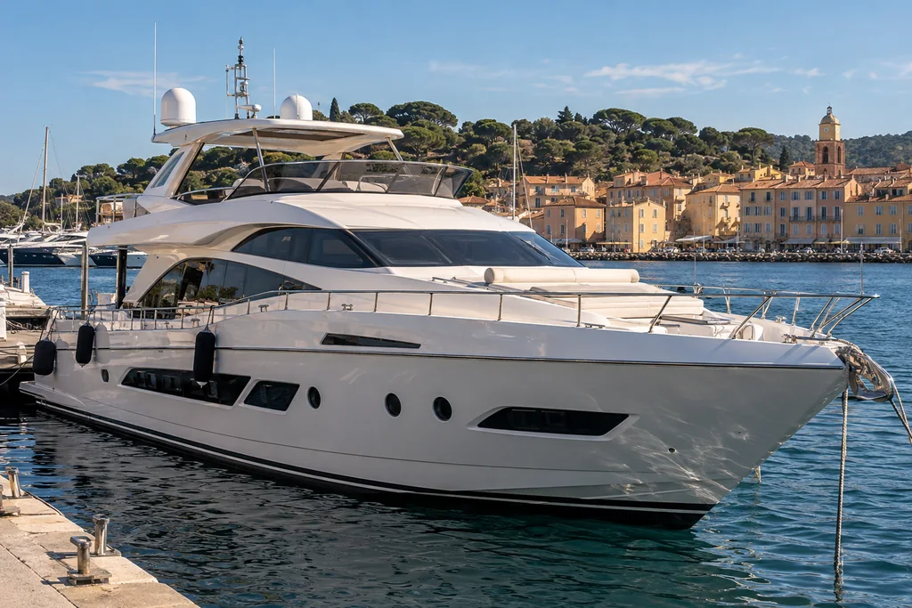 Modern yacht at a marina near Saint-Tropez