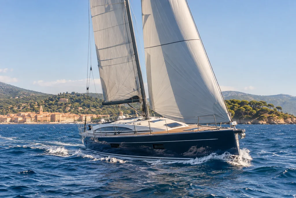 Sailing yacht under sail near Saint-Tropez