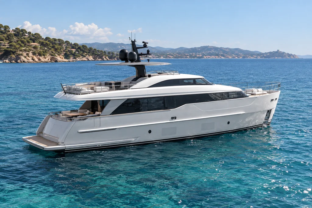 Sanlorenzo SD90 on the Saint-Tropez coast
